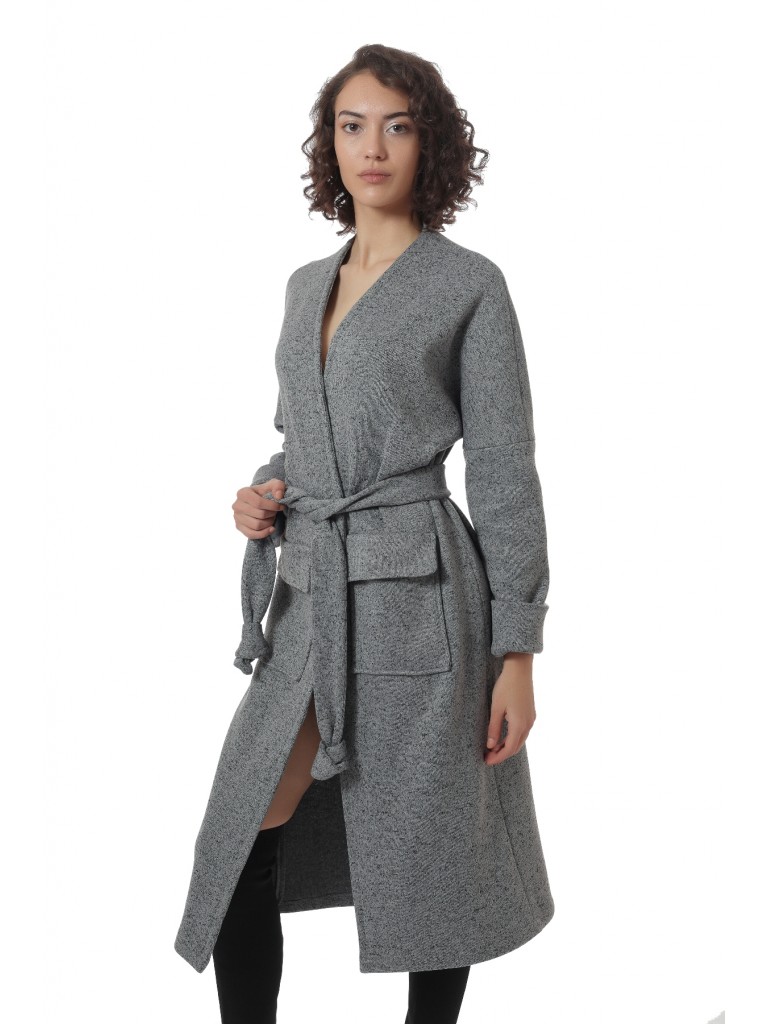 Cardigan scurt Artic Fleece, Laura Olteanu, gri deschis