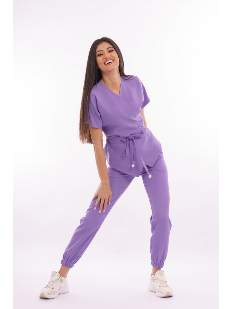 Costum medical dama, bluza-pantaloni, lila