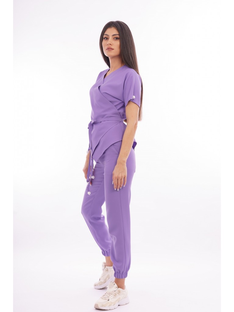 Costum medical dama, bluza-pantaloni, lila