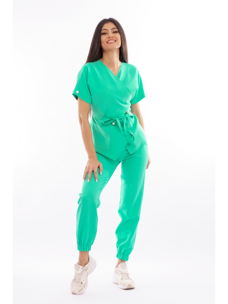 Costum medical dama, bluza-pantaloni, menta