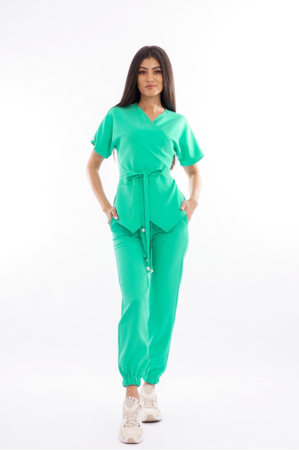 Costum medical dama, bluza-pantaloni, menta