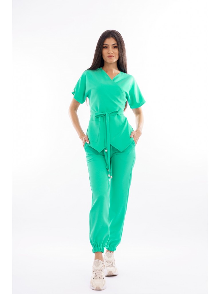 Costum medical dama, bluza-pantaloni, menta