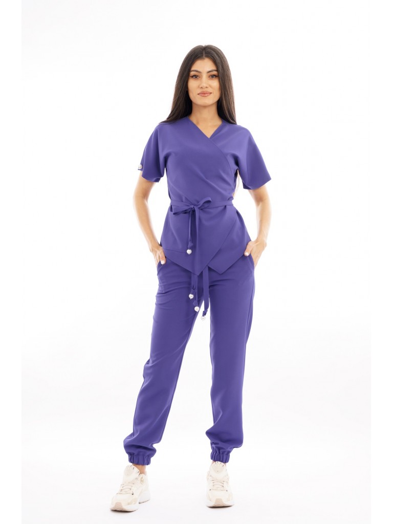 Costum medical dama, bluza-pantaloni, mov 