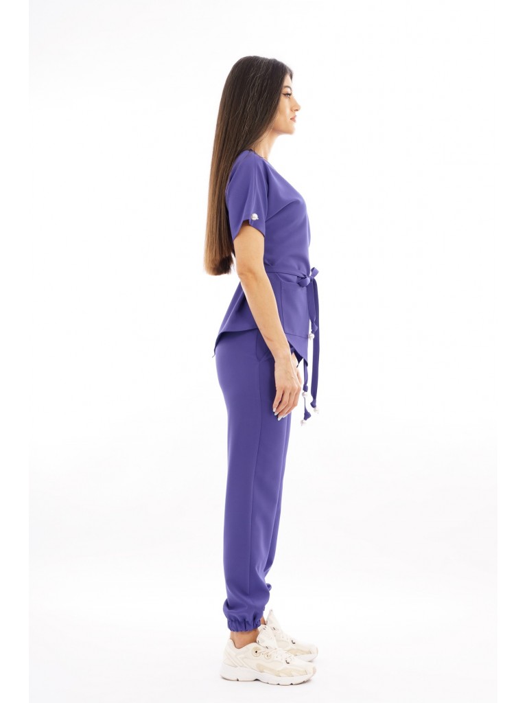 Costum medical dama, bluza-pantaloni, mov