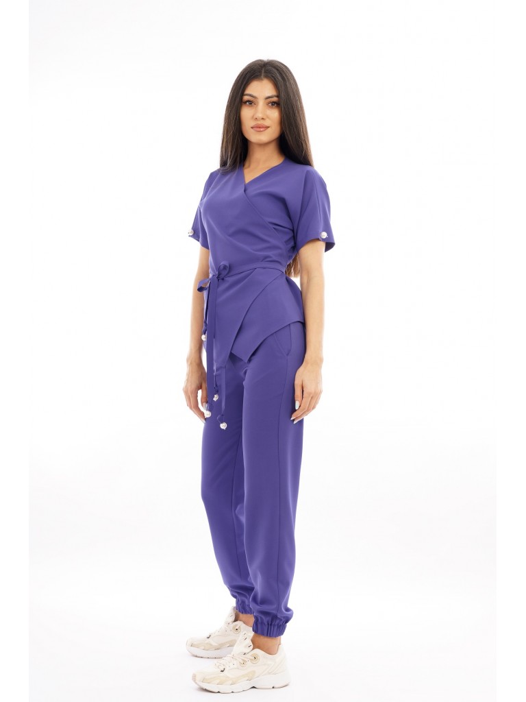 Costum medical dama, bluza-pantaloni, mov