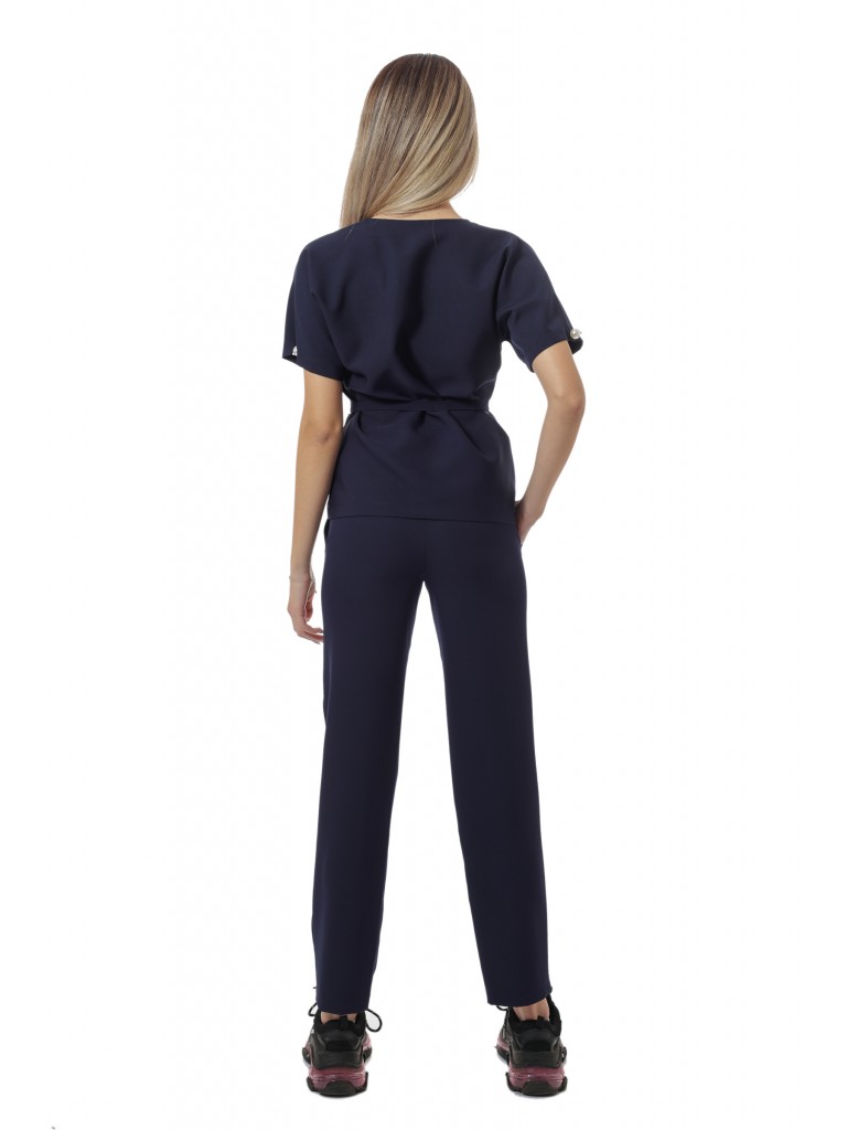 Uniforma medicala dama, Laura Olteanu, bluza-pantalon, bleumarin