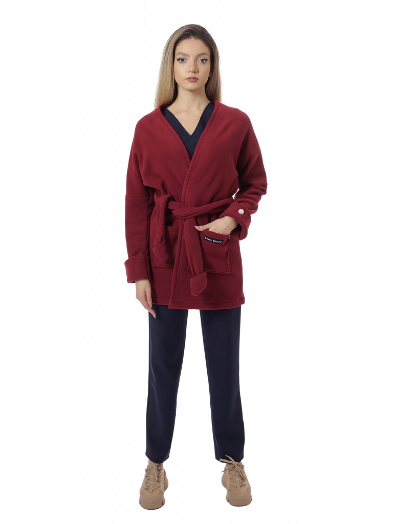  Halat medical dama Polar Fleece, Laura Olteanu, Dark Red( Visiniu)