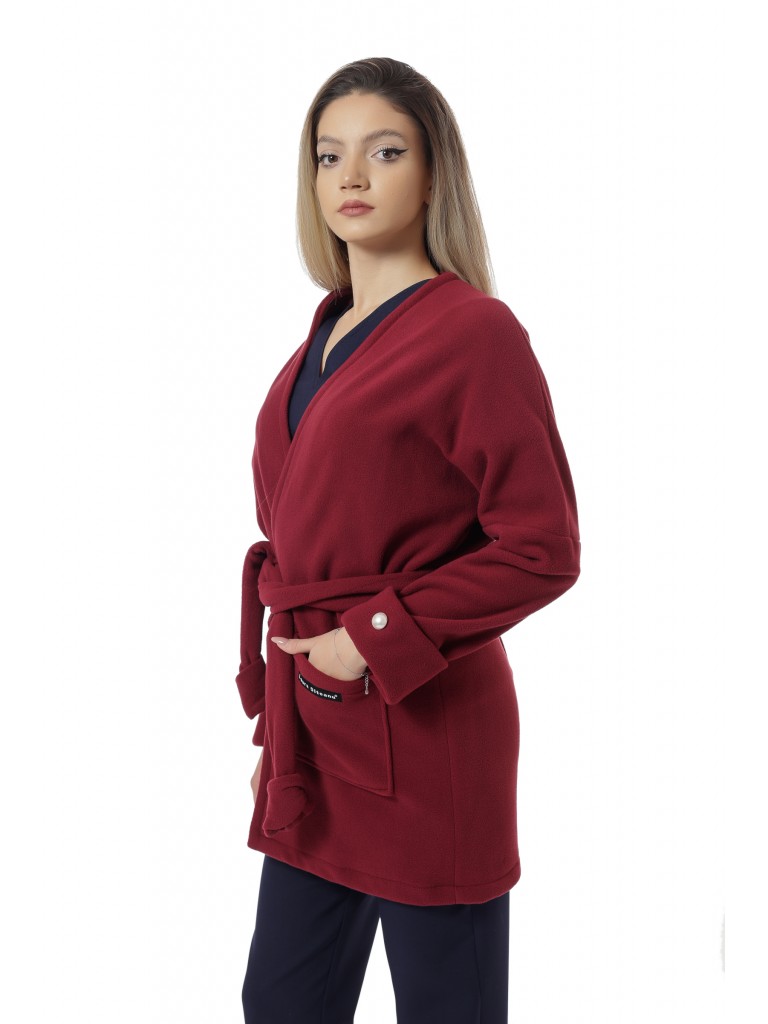  Halat medical dama Polar Fleece, Laura Olteanu, Dark Red( Visiniu)