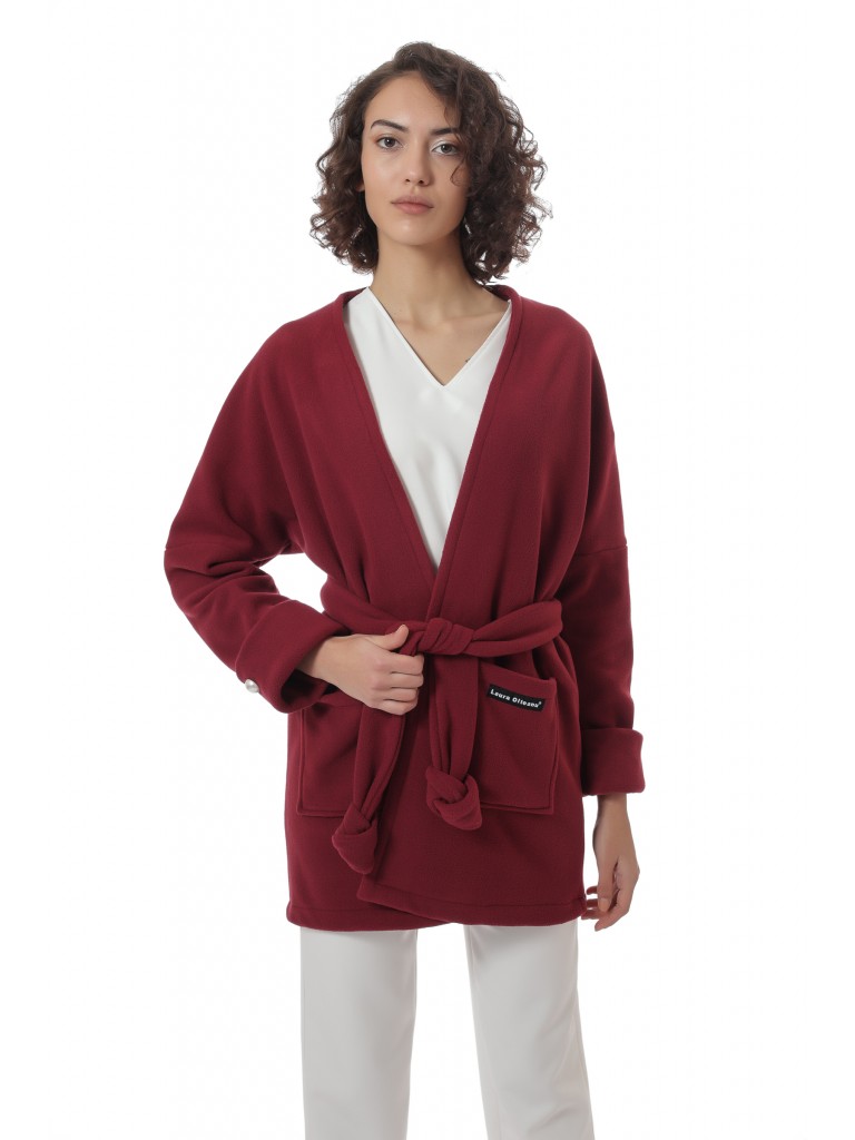  Halat medical dama Polar Fleece, Laura Olteanu, Dark Red( Visiniu)