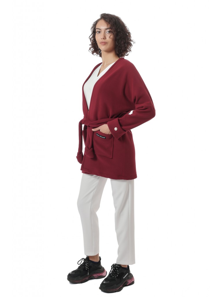  Halat medical dama Polar Fleece, Laura Olteanu, Dark Red( Visiniu)