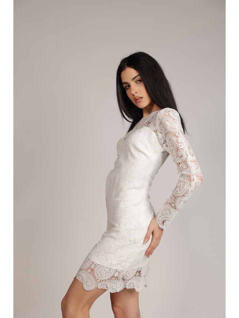 Rochie scurta dantela alba